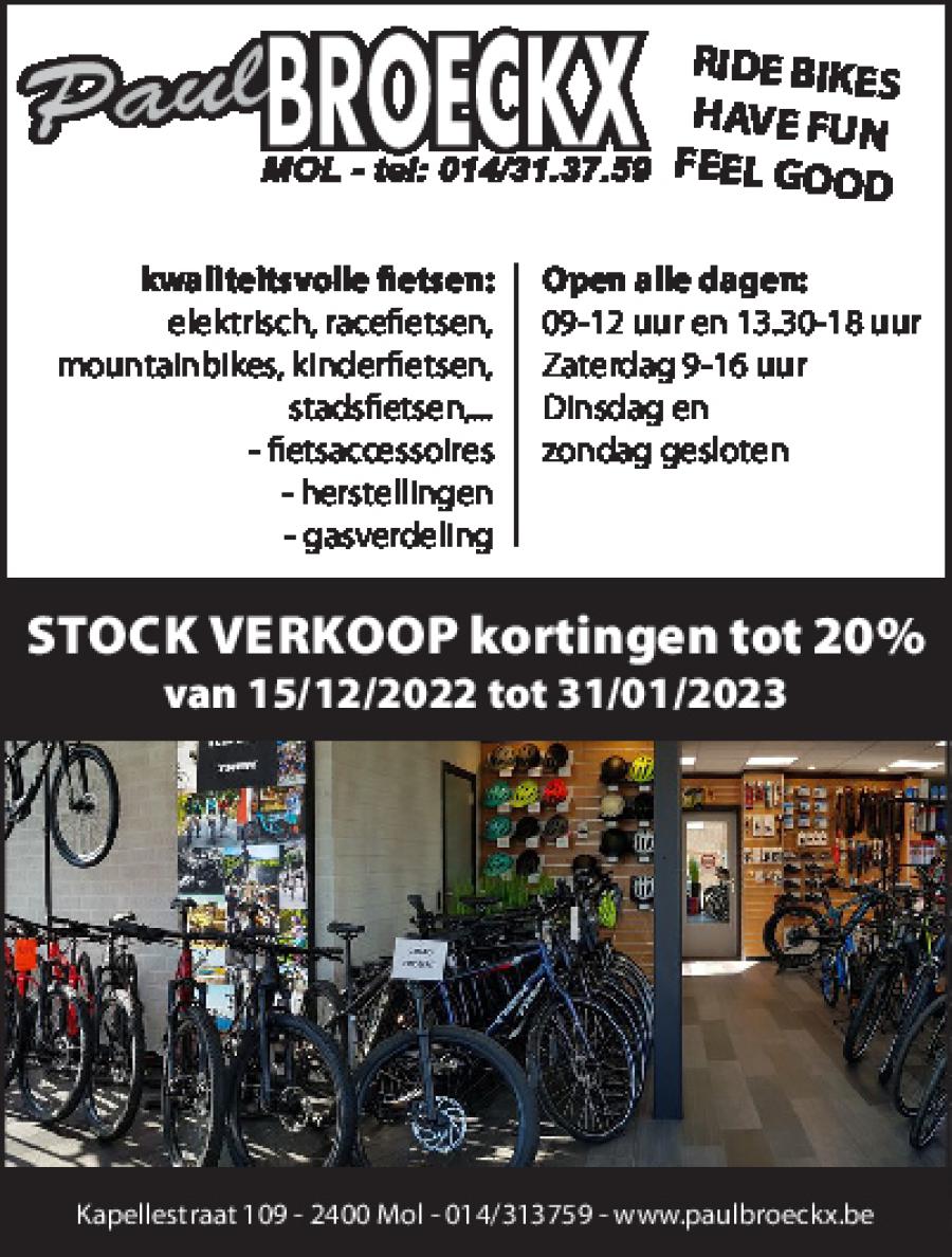 STOCK VERKOOP 15/12/2022 tot 31/12/2022 korting tot 20% – Paul Broeckx fietsen